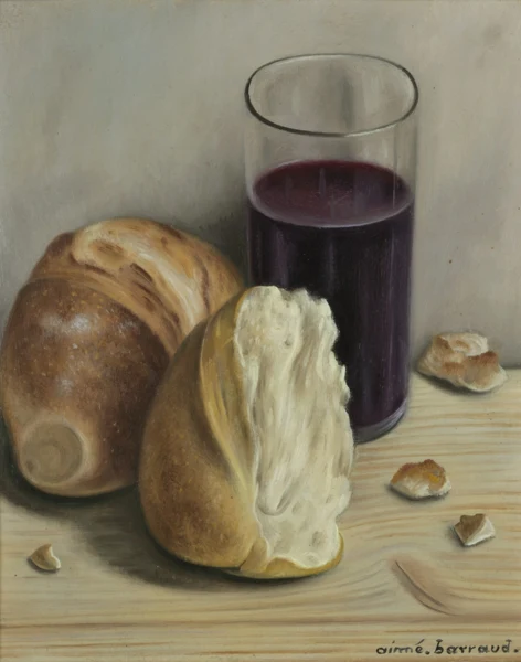 Aimé Barraud — Nature morte au pain et au verre