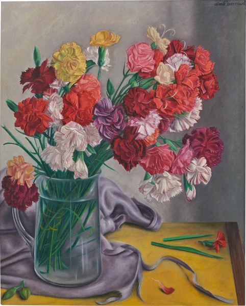 Aimé Barraud — Nature morte aux oeillets dans un vase en verre