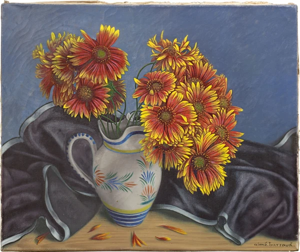 Aimé Barraud — Nature morte florale avec dahlias