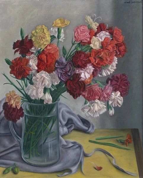 Aimé Barraud — Nature morte aux oeillets dans un vase en verre