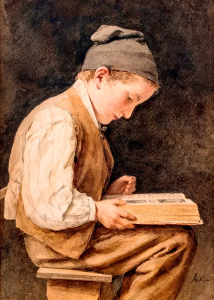Albert Anker — Jeune garçon lisant,