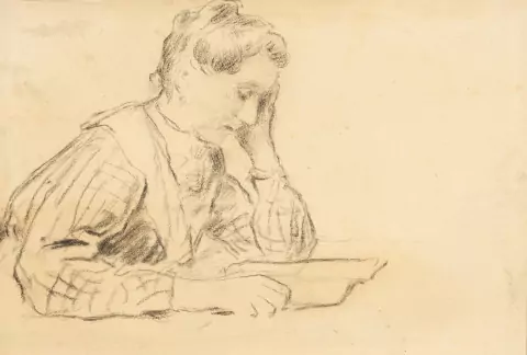Lesende Frau, verso lesender Grossvater