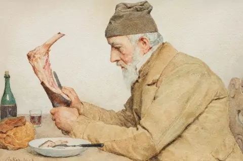 Alter Mann beim Essen, 1906