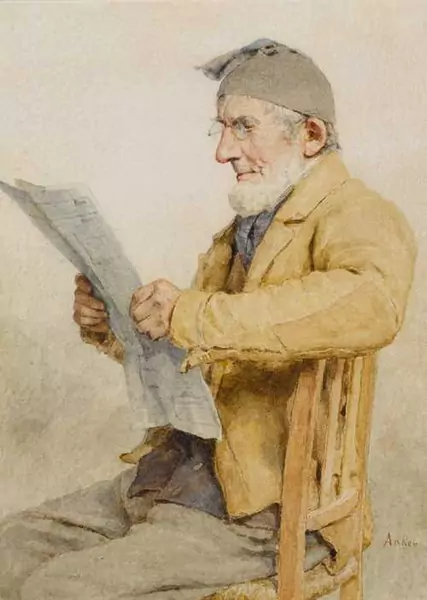 ALBERT ANKER — Lesender Inser Bauer. — Koller Auktionen