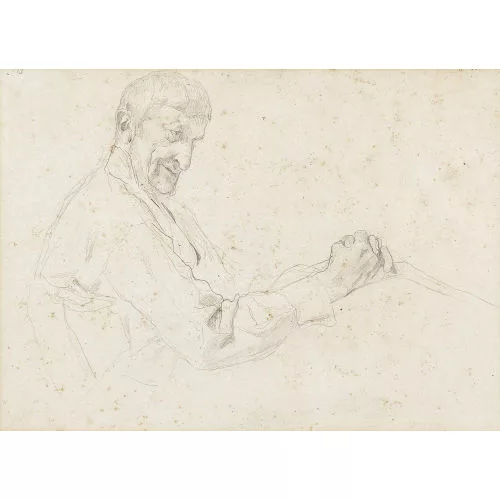 Albert Anker — Sitzender Bauer mit gefalteten Händen.