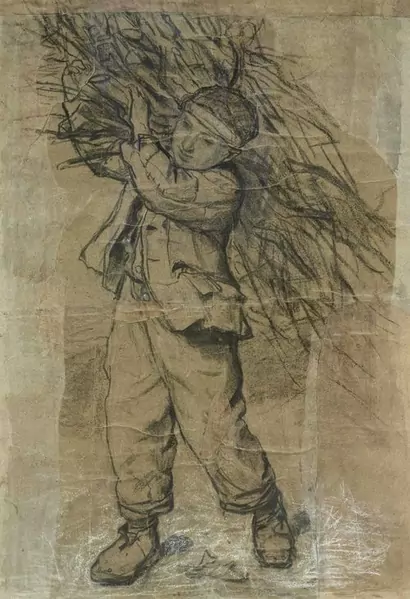 ALBERT ANKER — Knabe mit Reisigbündel. Verso ein älterer Mann. 1901. — Koller Auktionen