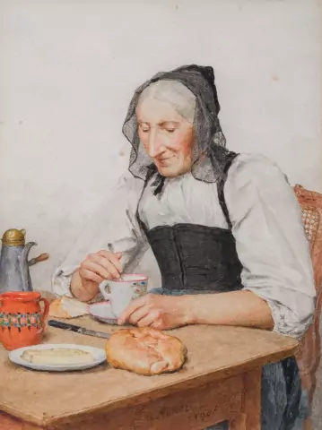 Bäuerin beim Frühstück, 1905
