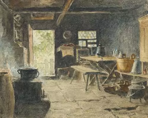 ALBERT ANKER — Farmhouse kitchen. — Koller Auktionen