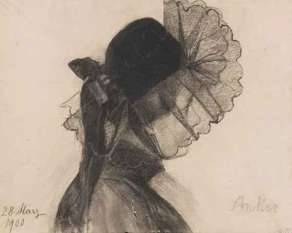 Albert Anker — Dame mit großer Spitzenhaube