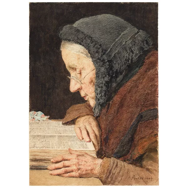 Albert Anker — Ältere Frau beim Lesen