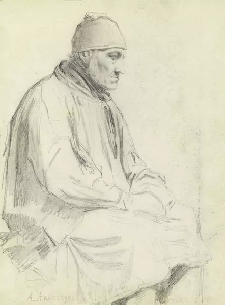 ALBERT ANKER — Sitzender Mann mit Mütze. 1902. — Koller Auktionen