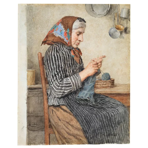 Albert Anker — Eine BÃ¤uerin aus Ins beim Stricken in der KÃ¼che