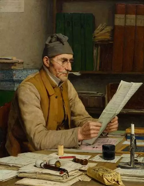 ALBERT ANKER — Der Gemeindeschreiber V. 1899. (The community record keeper) — Koller Auktionen