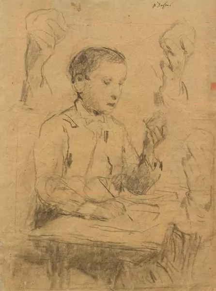 ALBERT ANKER — Knabe beim Zeichnen. — Koller Auktionen