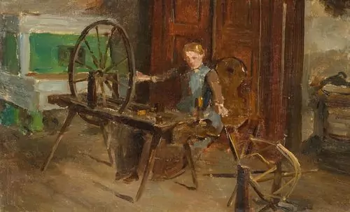 ALBERT ANKER — Mädchen am Garnhaspel. — Koller Auktionen