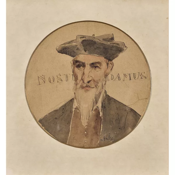 Albert Anker — "Nostradamus" (Fayence-Entwurf).