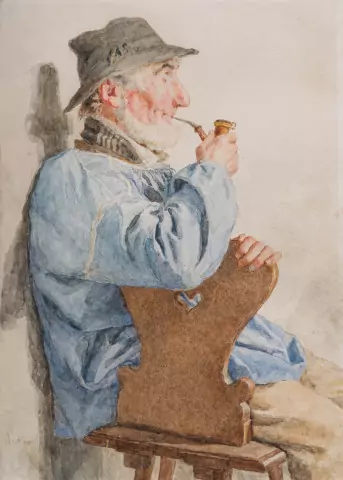 Pfeife rauchender Mann, um 1902