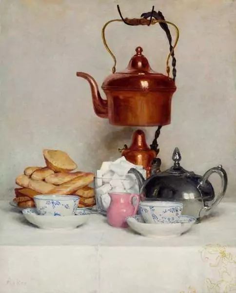 ALBERT ANKER — Stilleben: Teeservice. — Koller Auktionen