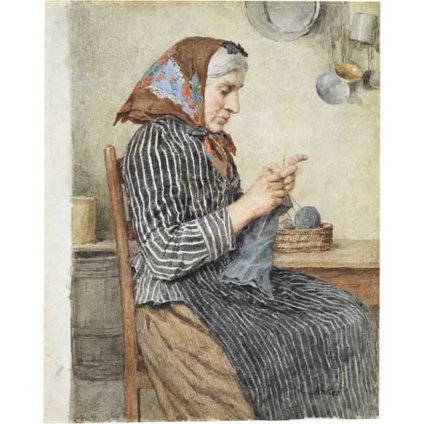 Albert Anker — Eine BÃ¤uerin aus Ins beim Stricken in der KÃ¼che
