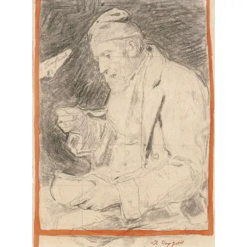 Albert Anker — Sitzender Bauer, seine Suppe löffelnd.