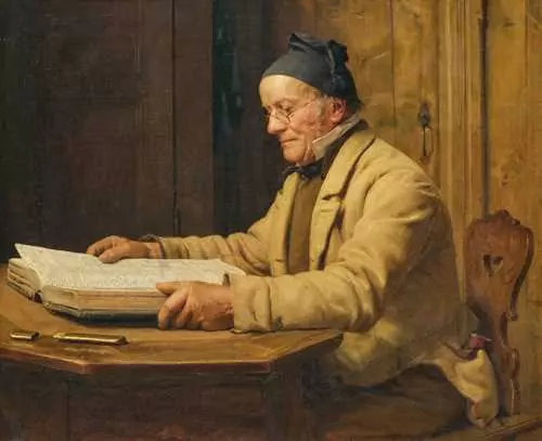 ALBERT ANKER — Reading the Bible. II. 1877. — Koller Auktionen