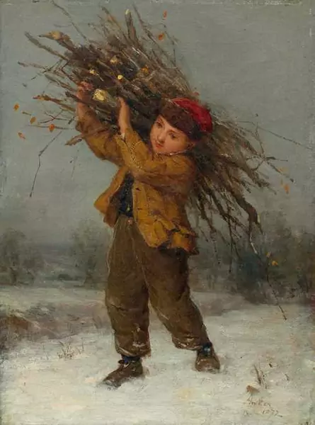 ALBERT ANKER — Knabe mit Reisigbündel. 1872. — Koller Auktionen