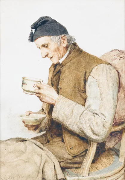 Albert Anker — "Der Teetrinker".