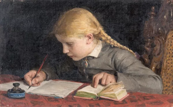 Albert Anker — Marie Anker écrivant