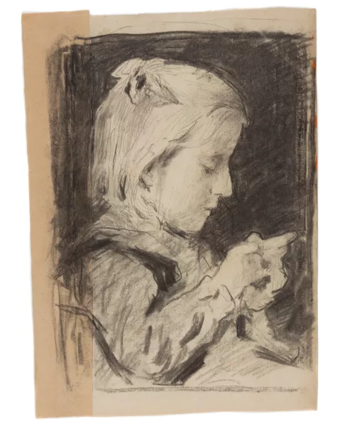 Albert Anker — Jeune fille à l'ouvrage