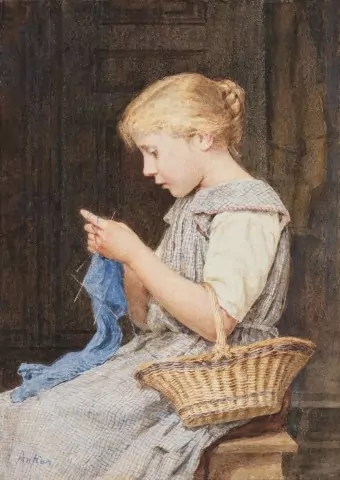 Strickendes Mädchen