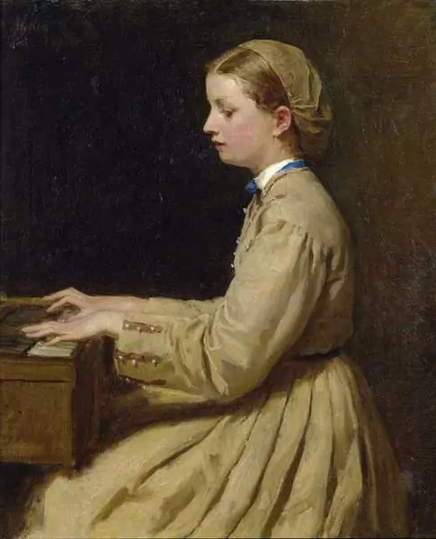 ALBERT ANKER — Junge Frau am Klavier. 1867. — Koller Auktionen