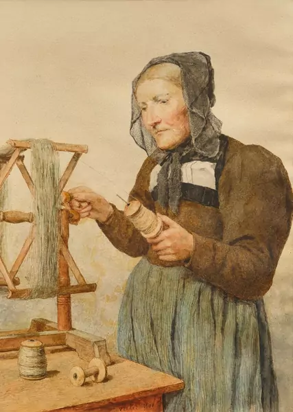 ALBERT ANKER — Bäuerin an der Drehhaspel. 1906. — Koller Auktionen