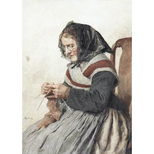Albert Anker — Strickende Grossmutter.