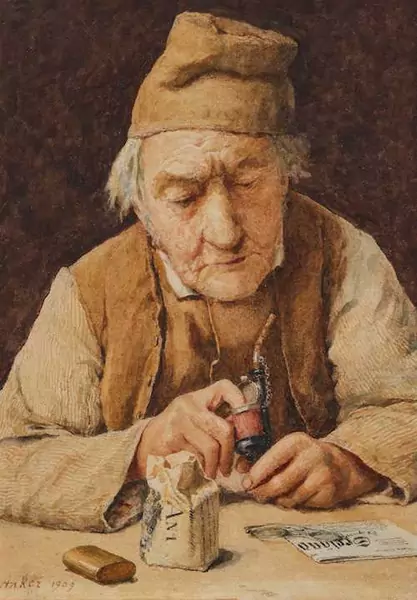ALBERT ANKER — Peasant with a pipe. — Koller Auktionen