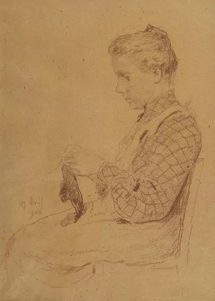 ALBERT ANKER — Strickendes Mädchen. — Koller Auktionen