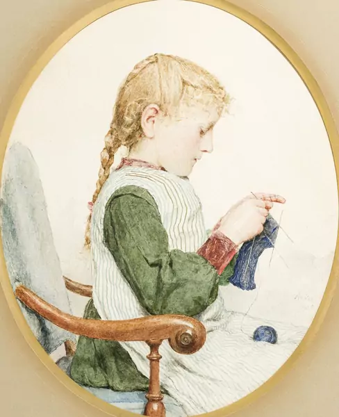 Jeune fille cousant