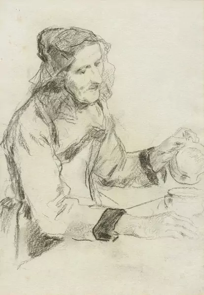 ALBERT ANKER — Ältere Frau beim Kaffeetrinken. — Koller Auktionen