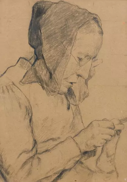 ALBERT ANKER — A peasant woman in profile. — Koller Auktionen