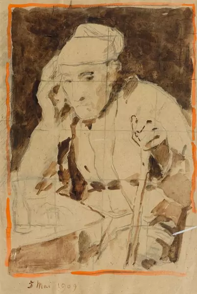 ANKER, ALBERT — Seated man with a stick. 1909. — Koller Auktionen
