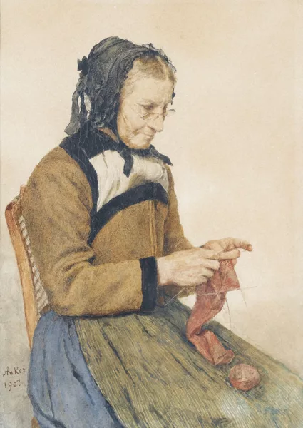 Albert Anker — Strickende Grossmutter.