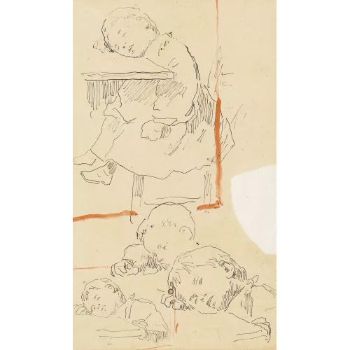 Albert Anker — Studie zu schlafenden Kindern.