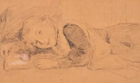 Liegendes Mädchen, um 1900