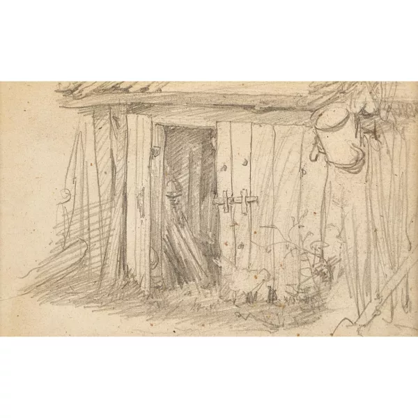 Albert Anker — Schuppen mit offen stehender Tür.