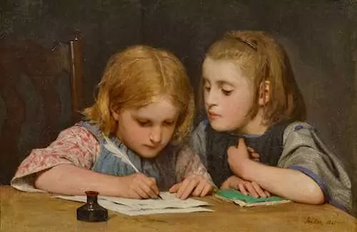 ALBERT ANKER — Schreibunterricht II. 1865. — Koller Auktionen