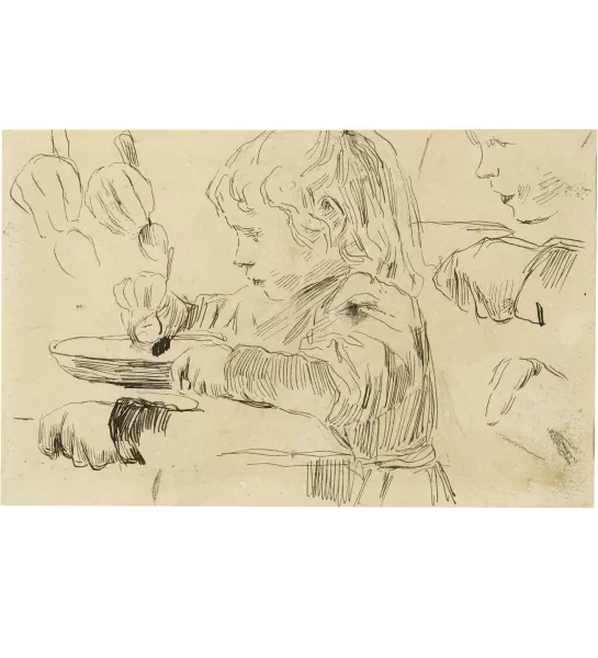 Albert Anker — Studien zu "Suppe essendes Mädchen - Mädeli" (recto und verso)