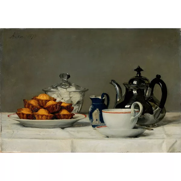 Albert Anker — Stillleben: Tee und Schmelzbrötchen - auch Teegedeck