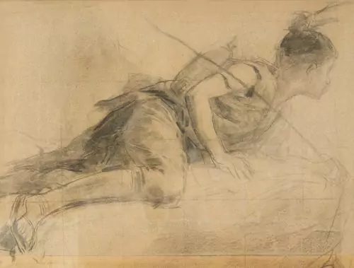 ALBERT ANKER — Doppelseitige Studie. Recto: Pfahlbauer. Verso: Frauenkopf. — Koller Auktionen