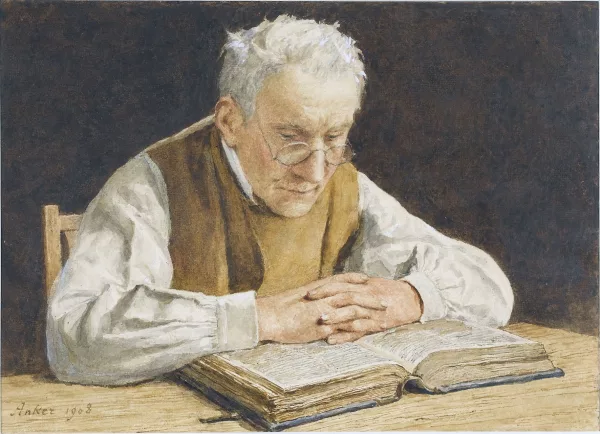 Albert Anker — Lesender Grossvater.