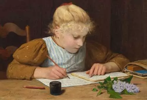 ALBERT ANKER — A girl writing. — Koller Auktionen