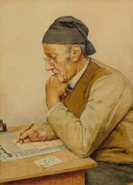 ALBERT ANKER — Mein lieber Sohn (My dear son). 1909. — Koller Auktionen